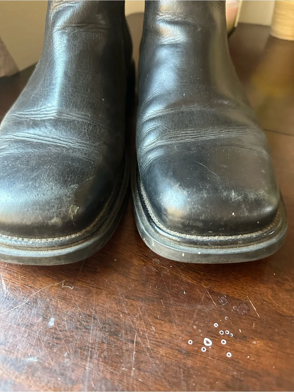 Kenneth Cole Black Leather Square-Toe Chukka Boots Made In Italy